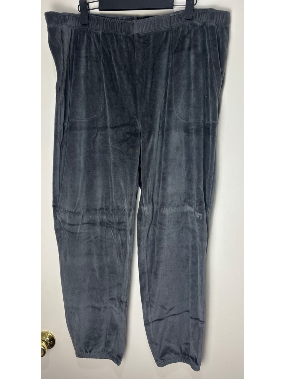 Aerie Velour Jogger Pants XL Gray Velvet Pull On Lounge Y2K Pockets